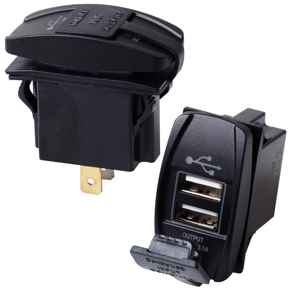 Kontakt med 2 st 3,1Amp usb-uttag, ingĺng 6-30 V