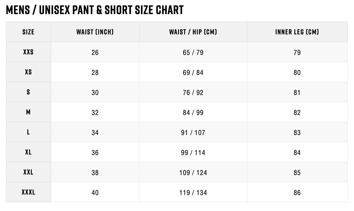 Zhik Pants Size Guide