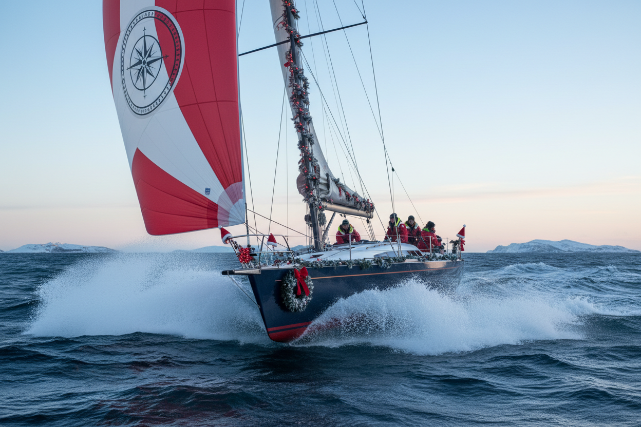 Christmas, boat, action picture