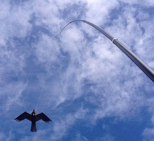 Fågelskrämma drake med 6m glasfiberspröt + 5m lina
