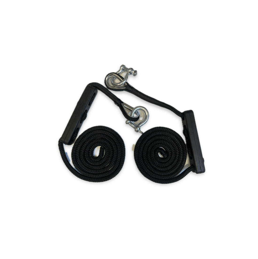 Förtöjningslina med förtöjningsfjäder, rostfria kaus och schackel, 12 mm x 2.5 m, svart – 2 Pack