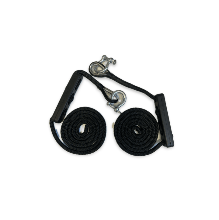 Förtöjningslina med förtöjningsfjäder, rostfria kaus och schackel, 14 mm x 2.5 m, svart – 2 Pack