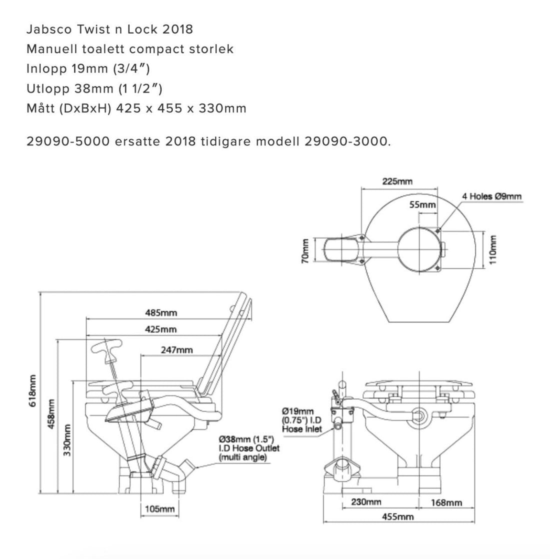 Jabsco Manuell toalett compact