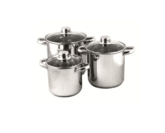Kastrullset - 3 kastruller som staplas i Rostfritt