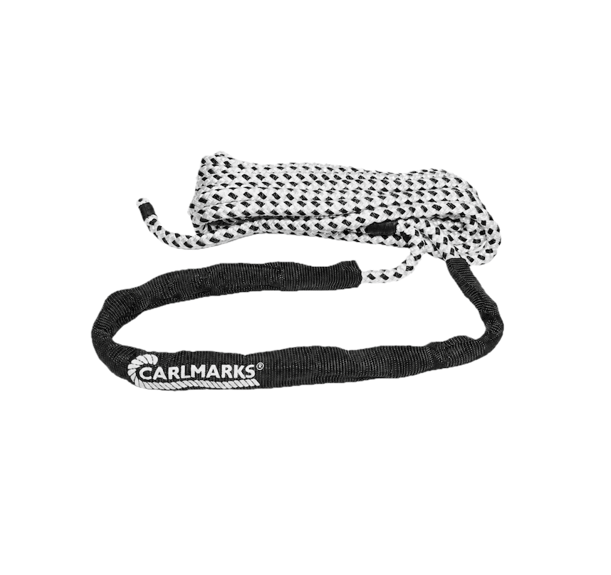 Marstrand Förtöjningslina 6 m x 12 mm - svart/vit polyester med splitsat öga