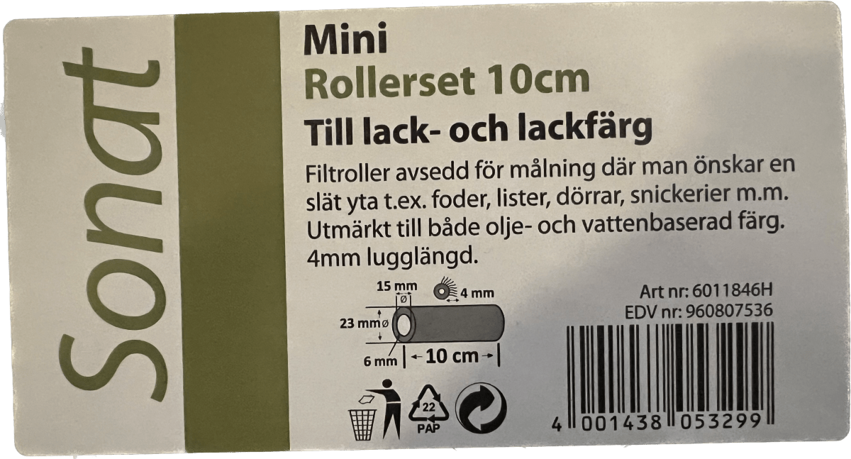 Minirollerset Filt 10cm Lugg 5mm