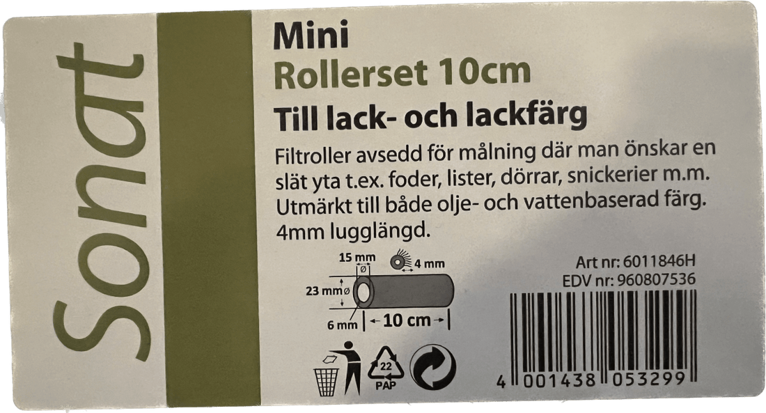 Minirollerset Filt 10cm Lugg 5mm