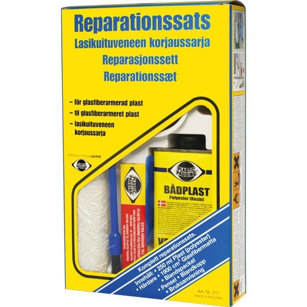 Plastic Padding reparationssats glasfiber, 4 delar