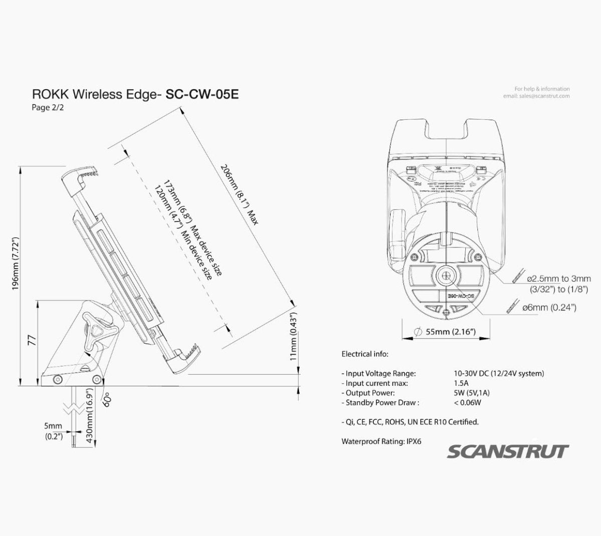 ROKK Edge mobilhållare med trådlös laddning 10W