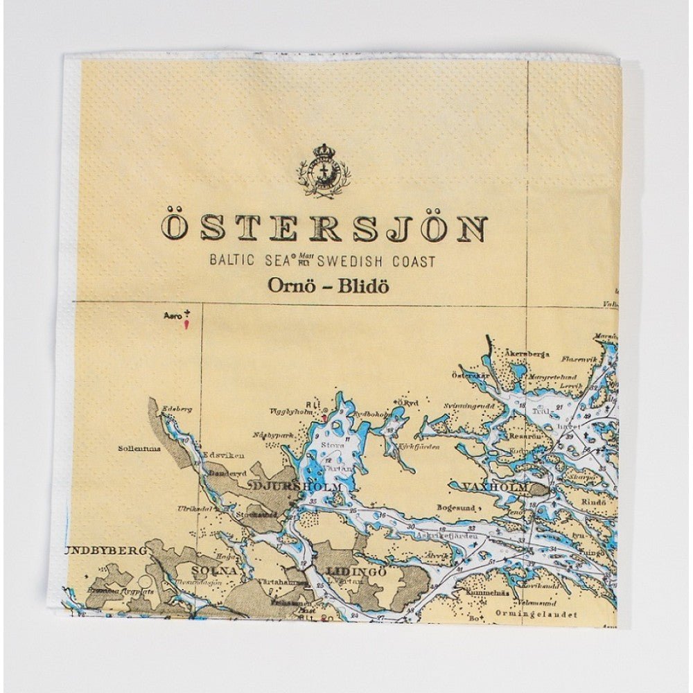 Servetter med sjökortsmotiv