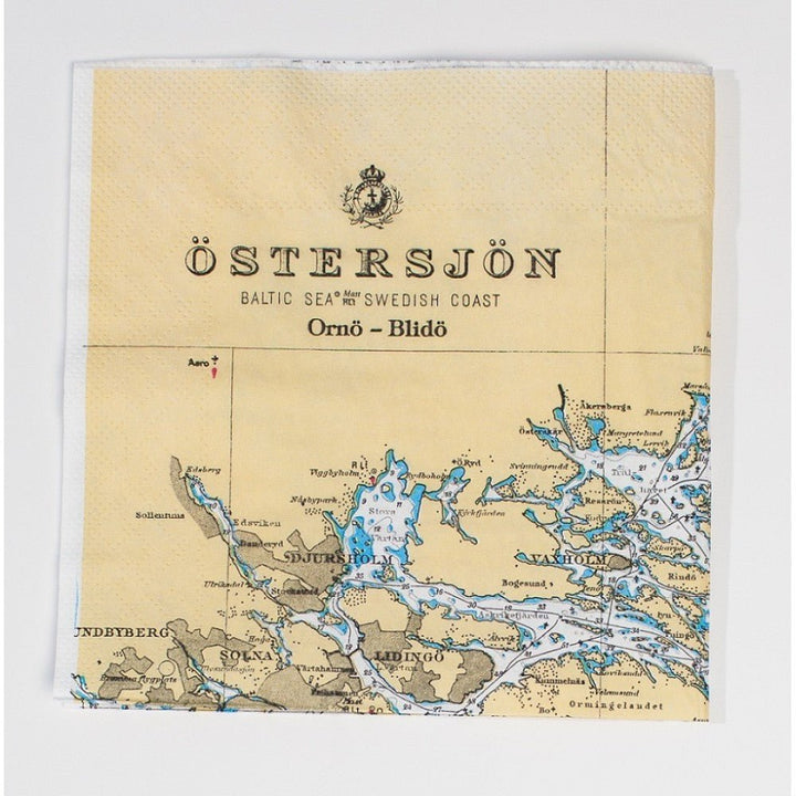 Servetter med sjökortsmotiv