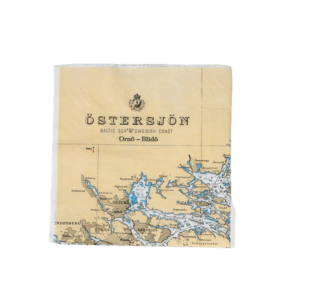 Servetter med sjökortsmotiv