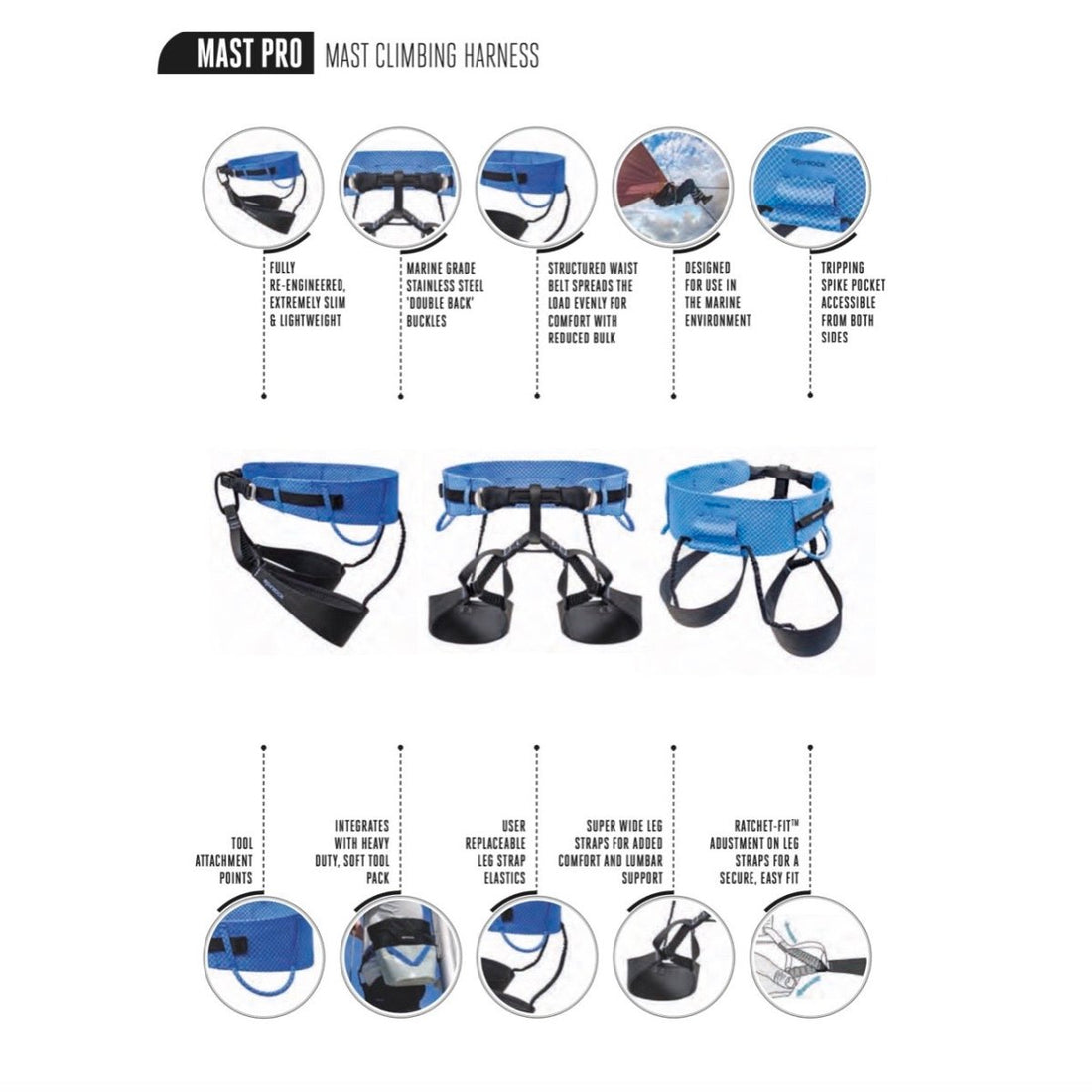 Spinlock Mast Pro Harness båtmansstol sprängskiss