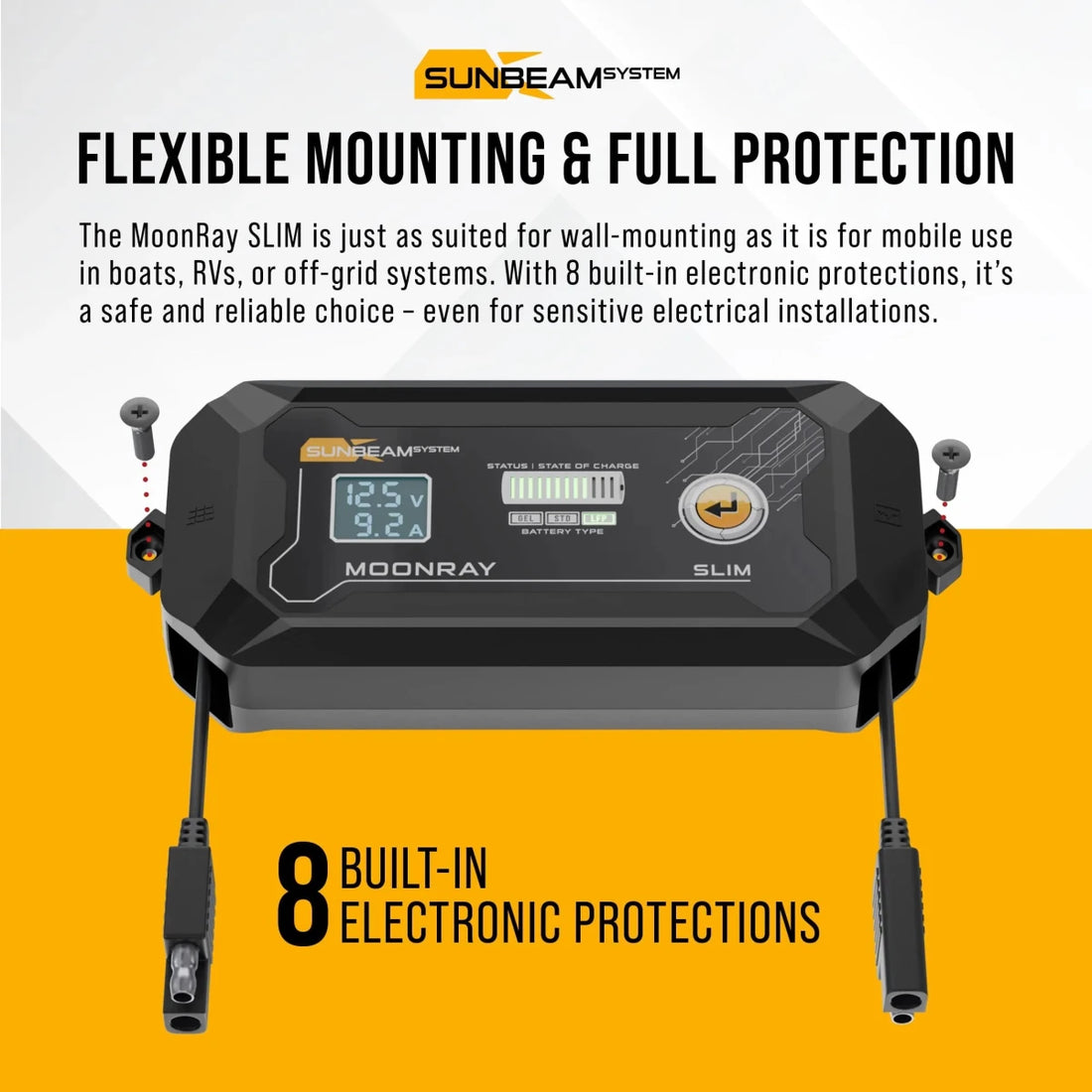 Sunbeam MoonRay Slim 15A MPPT Solcellsregulator med Bluetooth 12/24V