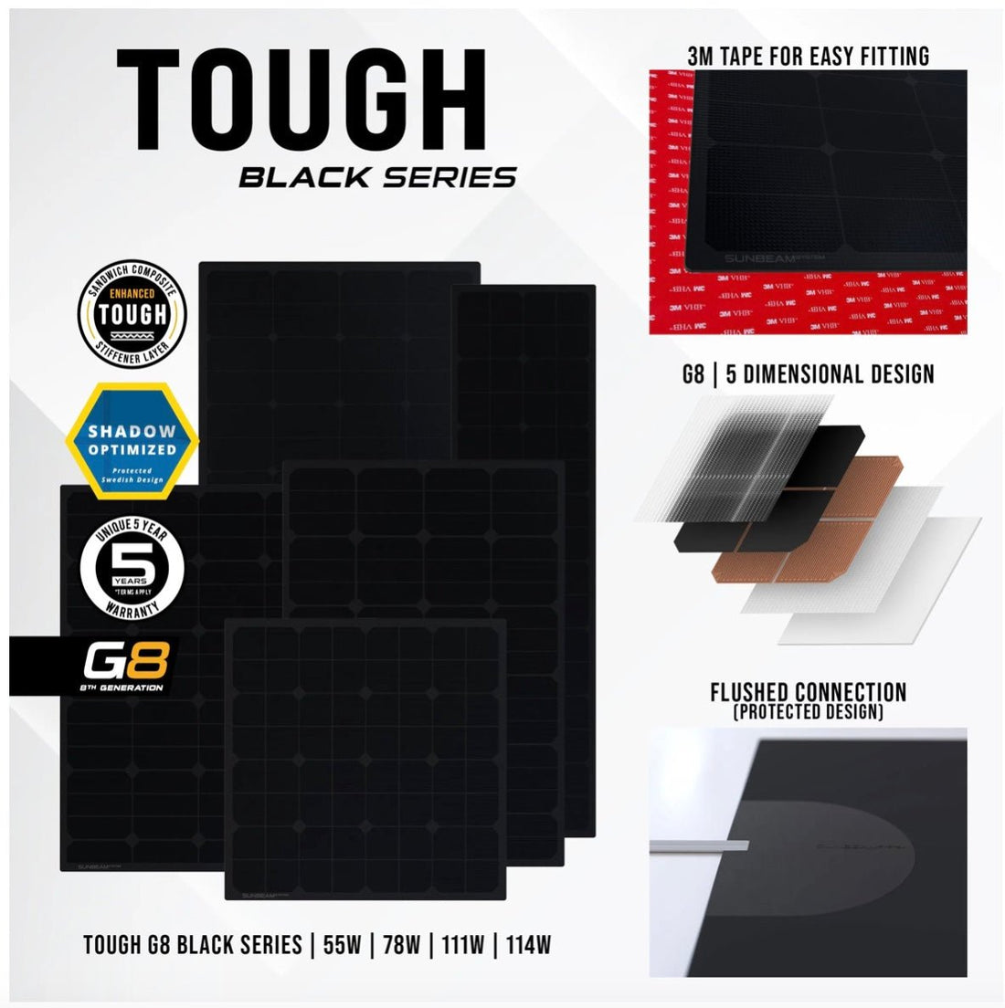 SUNBEAM solpanel Tough G8 111W - Black