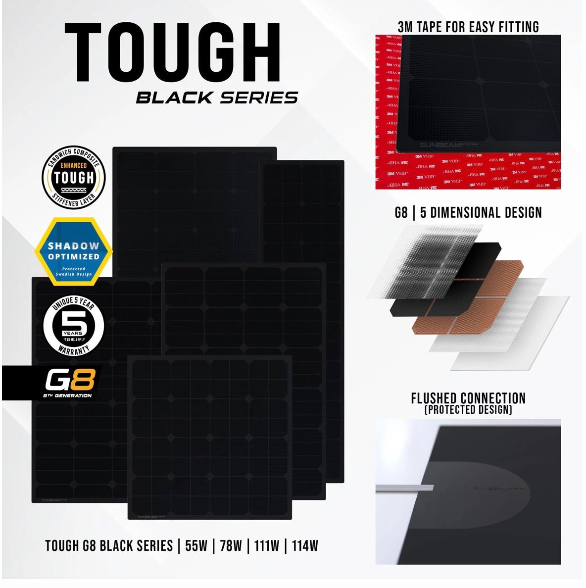 SUNBEAM solpanel Tough G8 55W - Black