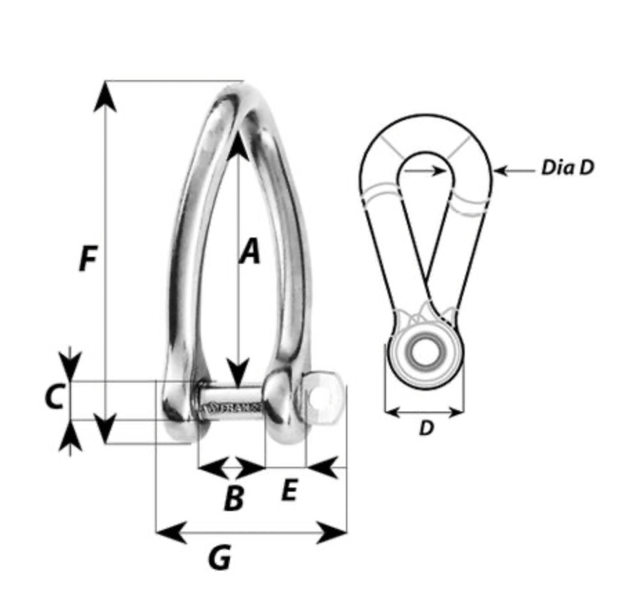 Wichard Captive Pin Twisted Shackle – Ø 6 mm