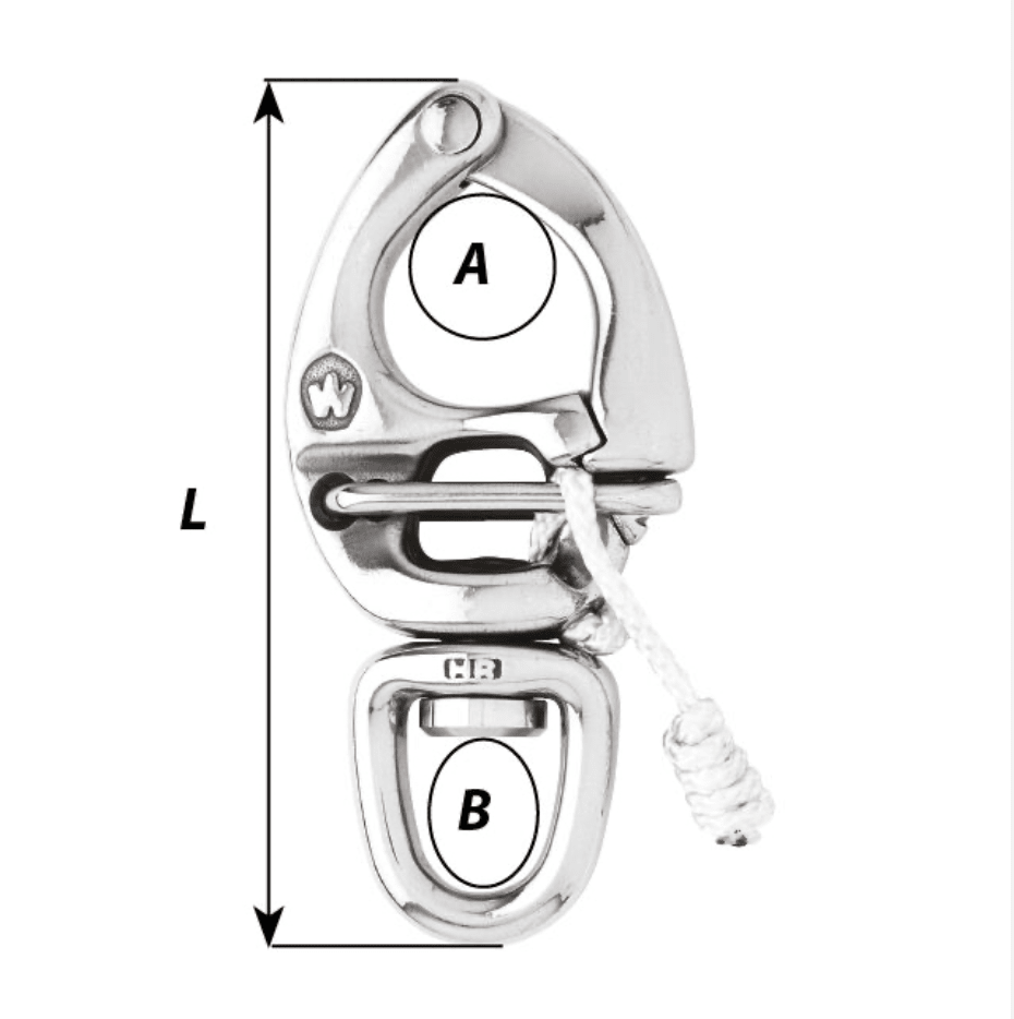 Wichard HR Quick Release Snap Shackle - Med vridbart öga - Längd 80 mm